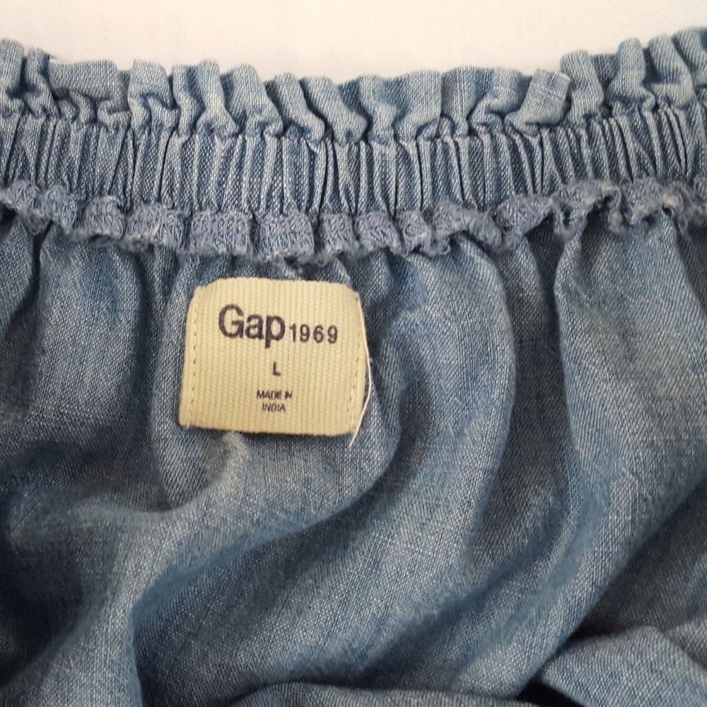 GAP 1969 Chambray Embroidered Off The Shoulder Top - Picture 7 of 8